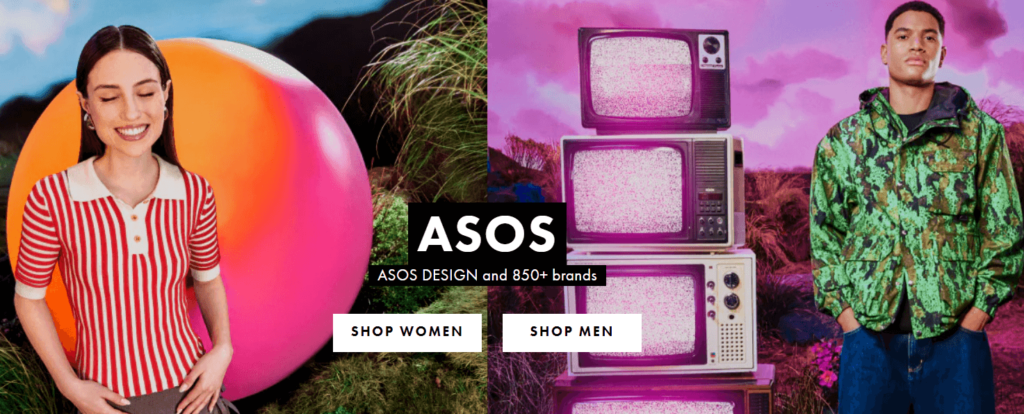 asos ecommerce filter first men or woman